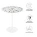 Modway Lippa Round Terrazzo Side Table Living Room Furniture in White - Side View