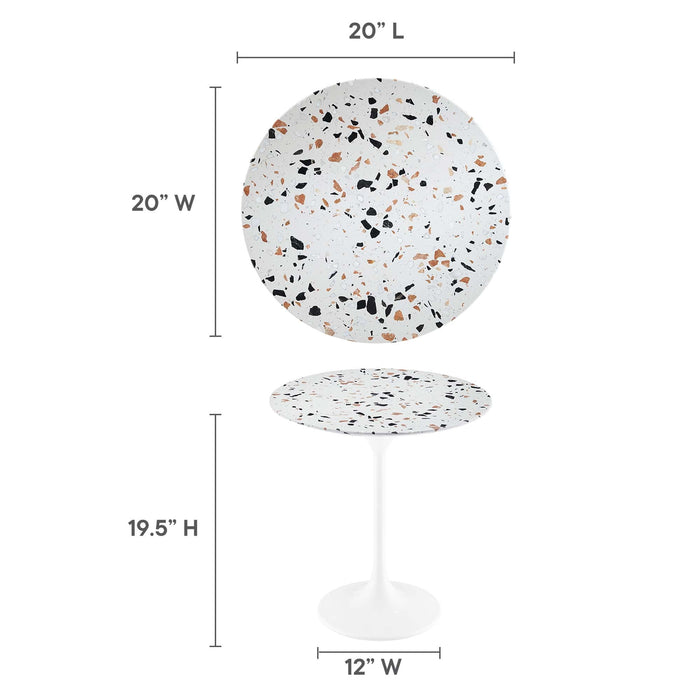 Modway Lippa Round Terrazzo Side Table Living Room Furniture in White - Detail View