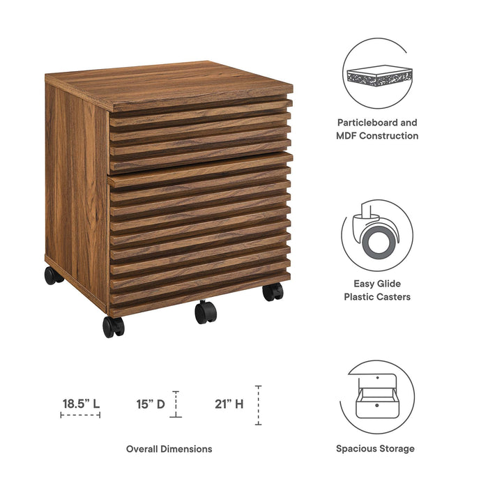 Modway Render Wood File Cabinet Storage Shelf in Brown - Side View