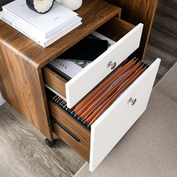 Modway Transmit Wood File Cabinet Storage Shelf in White - Detail View