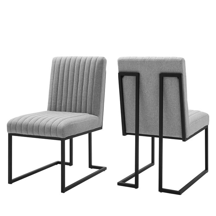 Indulge Channel Tufted Fabric Dining Chairs - Set of 2