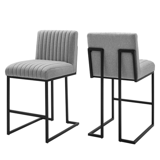 Modway Indulge Channel Tufted Fabric Counter Stools - Set of 2 Living Room Furniture - View 29