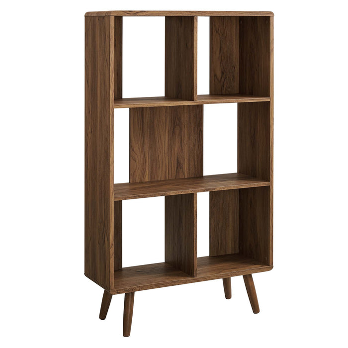 Modway Transmit 5 Shelf Wood Grain Bookcase in Black