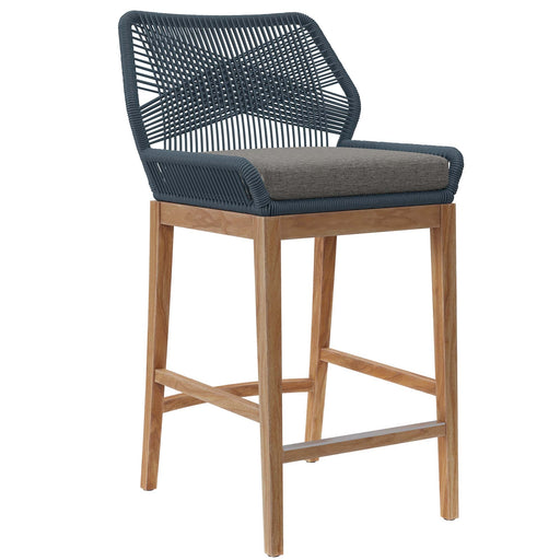 Wellspring Outdoor Patio Teak Wood Bar Stool - alternate angle view