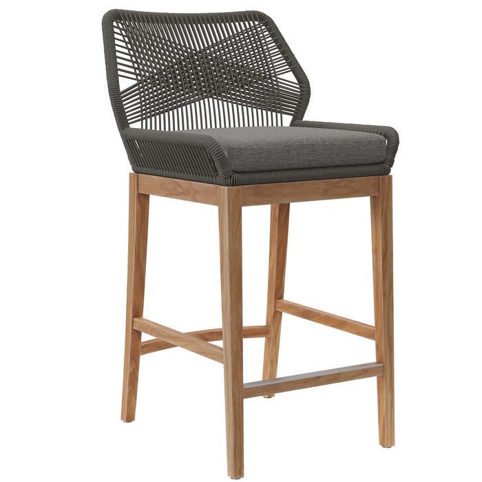 Wellspring Outdoor Patio Teak Wood Bar Stool - view 9