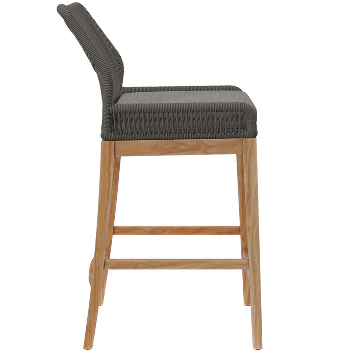 Wellspring Outdoor Patio Teak Wood Bar Stool - view 12