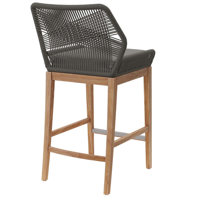 Wellspring Outdoor Patio Teak Wood Bar Stool - view 13