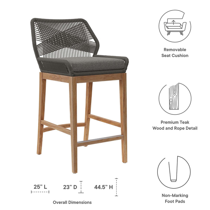 Wellspring Outdoor Patio Teak Wood Bar Stool - view 10