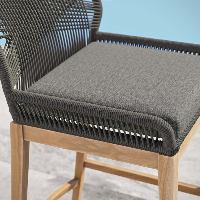 Wellspring Outdoor Patio Teak Wood Bar Stool - view 11