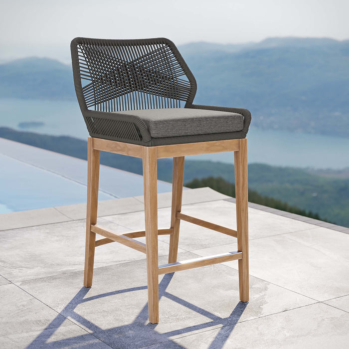 Wellspring Outdoor Patio Teak Wood Bar Stool - view 8