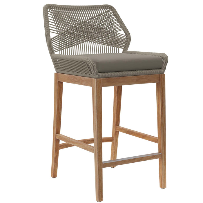 Wellspring Outdoor Patio Teak Wood Bar Stool - view 16