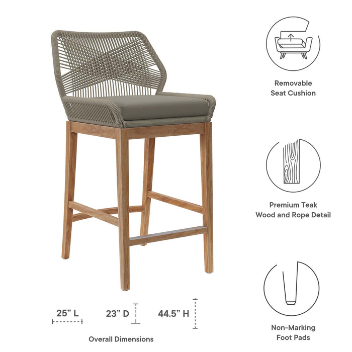 Wellspring Outdoor Patio Teak Wood Bar Stool - view 17
