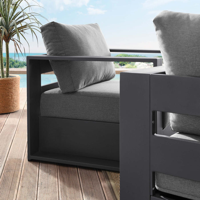 Modway Tahoe 2-Piece Outdoor Patio Powder-Coated Aluminum Armchair Set Living Room Furniture in Black - Detail View