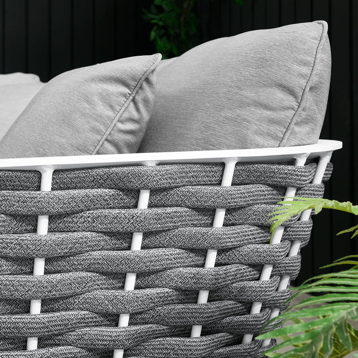 Stance Outdoor Patio Aluminum Small Sectional Sofa - in lifestyle setting