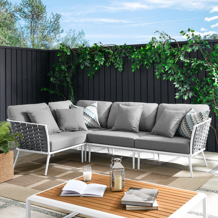 Stance Outdoor Patio Aluminum Large Sectional Sofa by Modway - front view