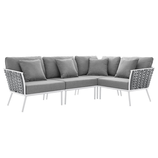 Stance Outdoor Patio Aluminum Large Sectional Sofa by Modway - angle view