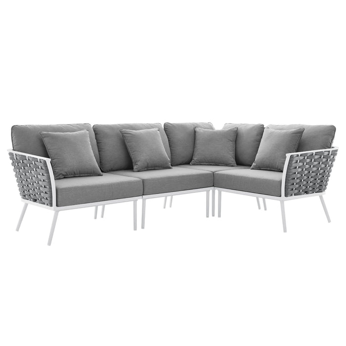 Stance Outdoor Patio Aluminum Large Sectional Sofa by Modway - angle view