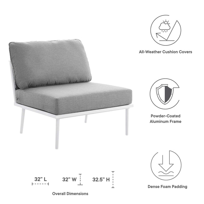 Stance 3 Piece Outdoor Patio Aluminum Set White Gray