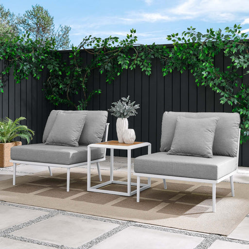 Stance 3 Piece Outdoor Patio Aluminum Set White Gray
