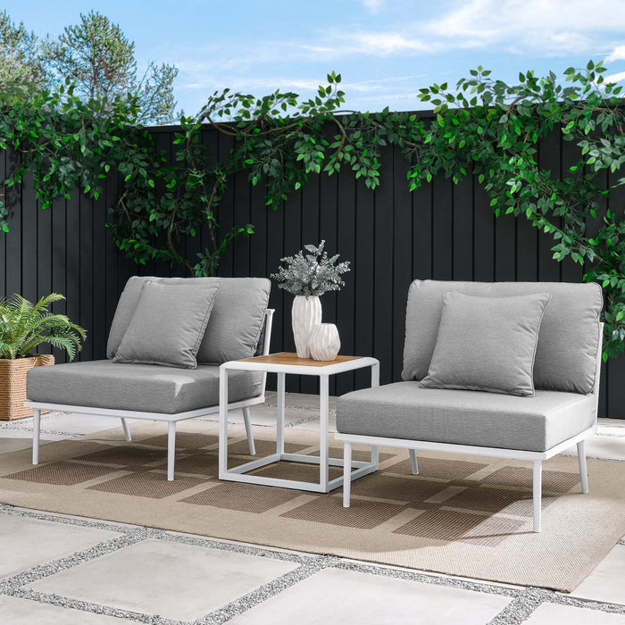 Stance 3 Piece Outdoor Patio Aluminum Set White Gray