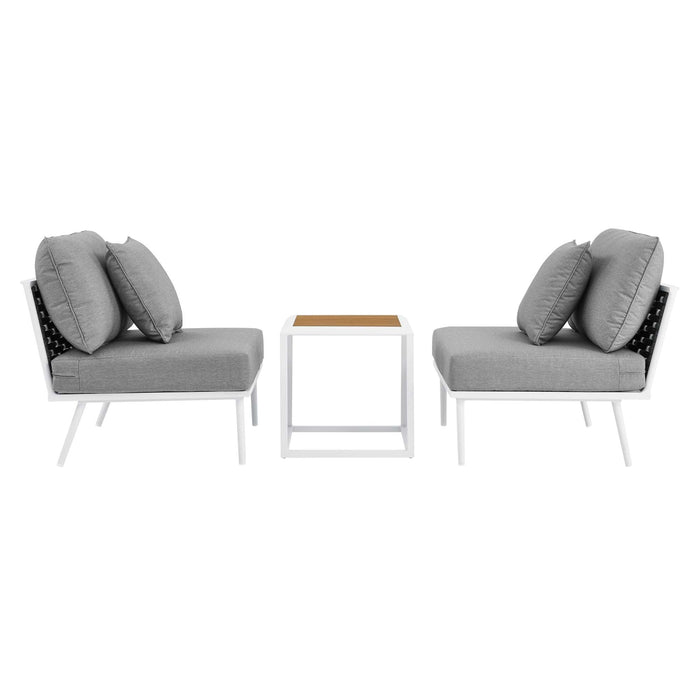 Stance 3 Piece Outdoor Patio Aluminum Set White Gray