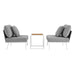 Stance 3 Piece Outdoor Patio Aluminum Set White Gray