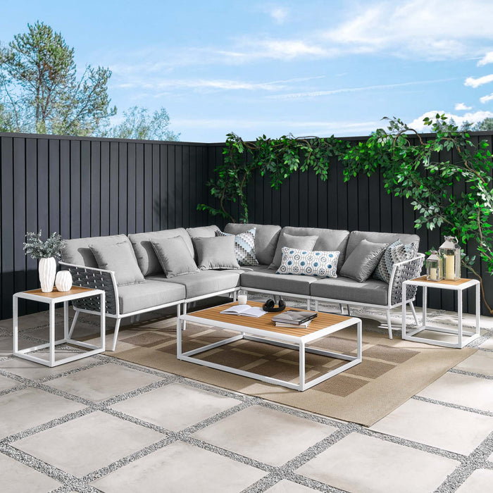 Stance 8 Piece Outdoor Patio Aluminum Sectional Sofa Set by Modway - front view