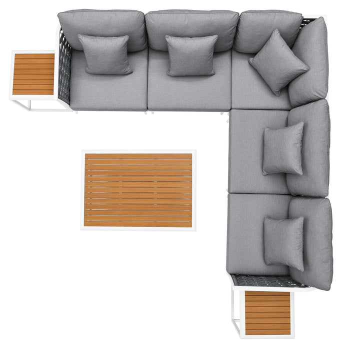 Stance 8 Piece Outdoor Patio Aluminum Sectional Sofa Set by Modway - view 16