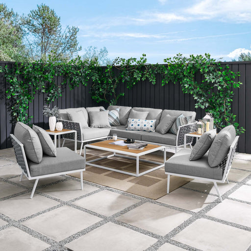Stance 9 Piece Aluminum Outdoor Patio Aluminum Sectional Sofa Set by Modway - front view