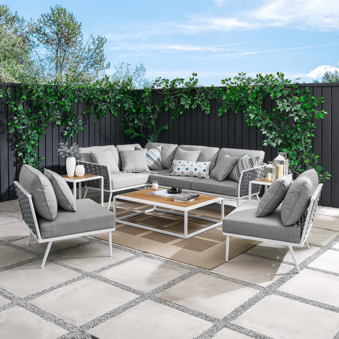 Stance 9 Piece Aluminum Outdoor Patio Aluminum Sectional Sofa Set by Modway - front view