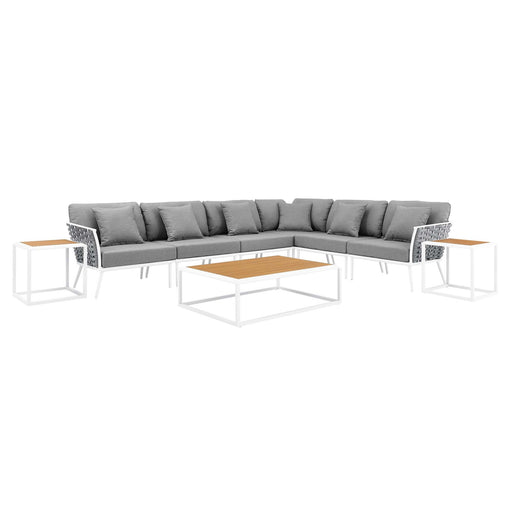 Stance 9 Piece Aluminum Outdoor Patio Aluminum Sectional Sofa Set by Modway - angle view