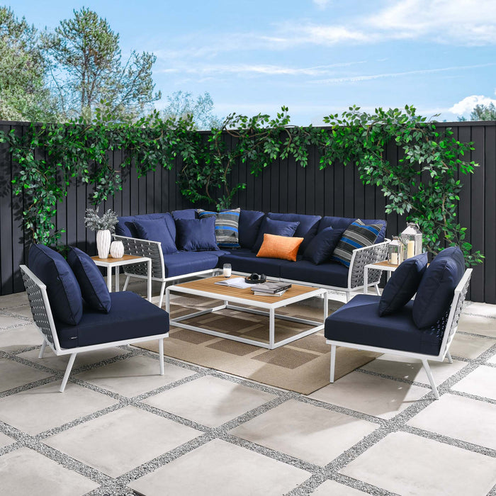 Stance 9 Piece Aluminum Outdoor Patio Aluminum Sectional Sofa Set by Modway - view 19