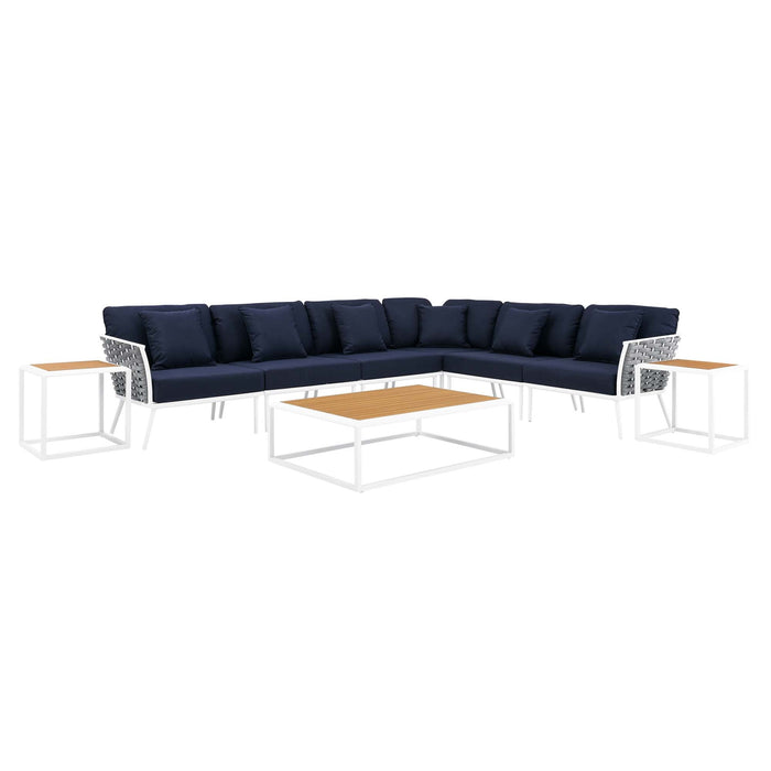 Stance 9 Piece Aluminum Outdoor Patio Aluminum Sectional Sofa Set by Modway - view 20