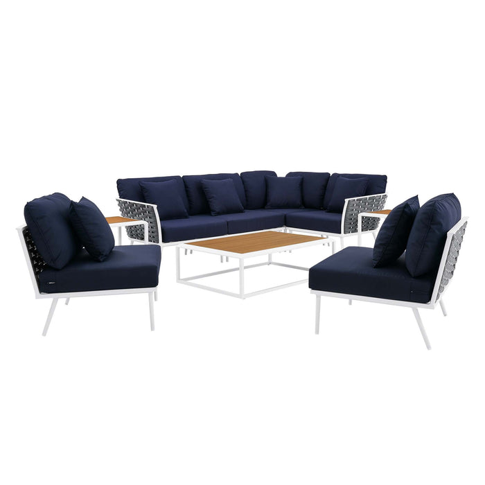 Stance 9 Piece Aluminum Outdoor Patio Aluminum Sectional Sofa Set by Modway - view 25