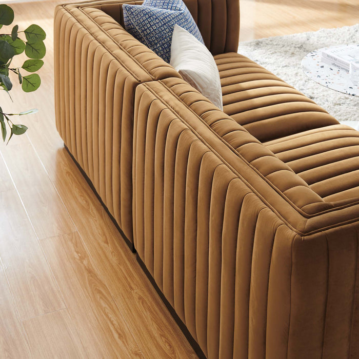 Conjure Channel Tufted Performance Velvet Loveseat - in lifestyle setting