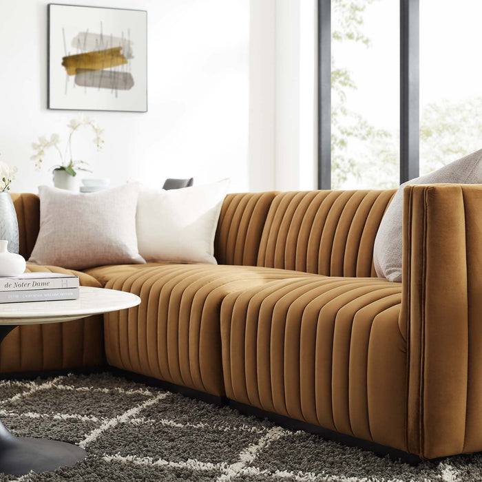 Conjure Channel Tufted Performance Velvet Sectional Sofa - Elegant Design for Modern Living Spaces