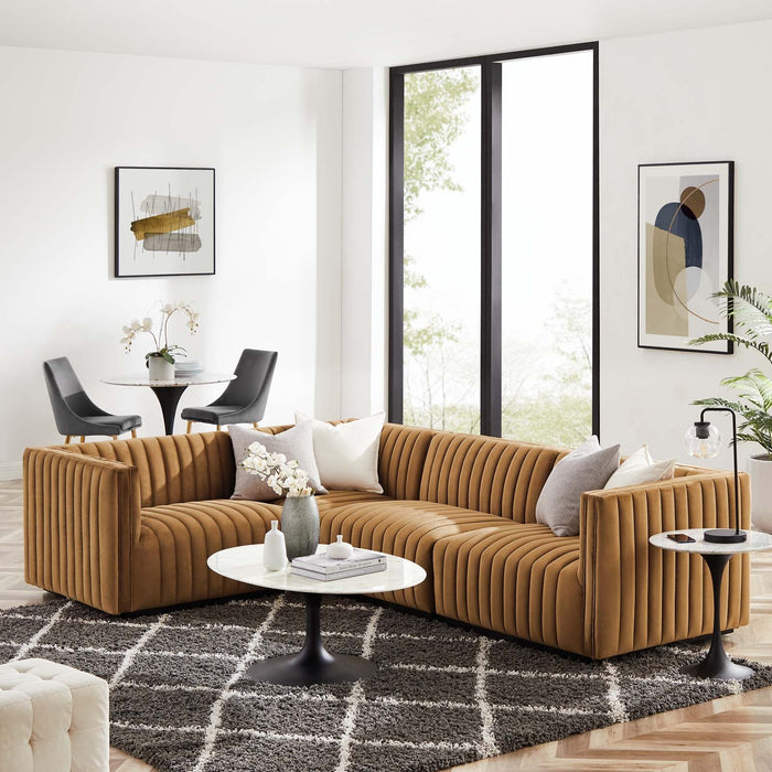 Conjure Channel Tufted Performance Velvet Sectional Sofa - Elegant Design for Modern Living Spaces