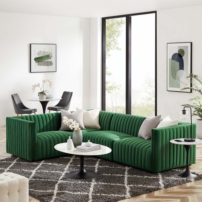 Conjure Channel Tufted Performance Velvet Sectional Sofa - Elegant Design for Modern Living Spaces