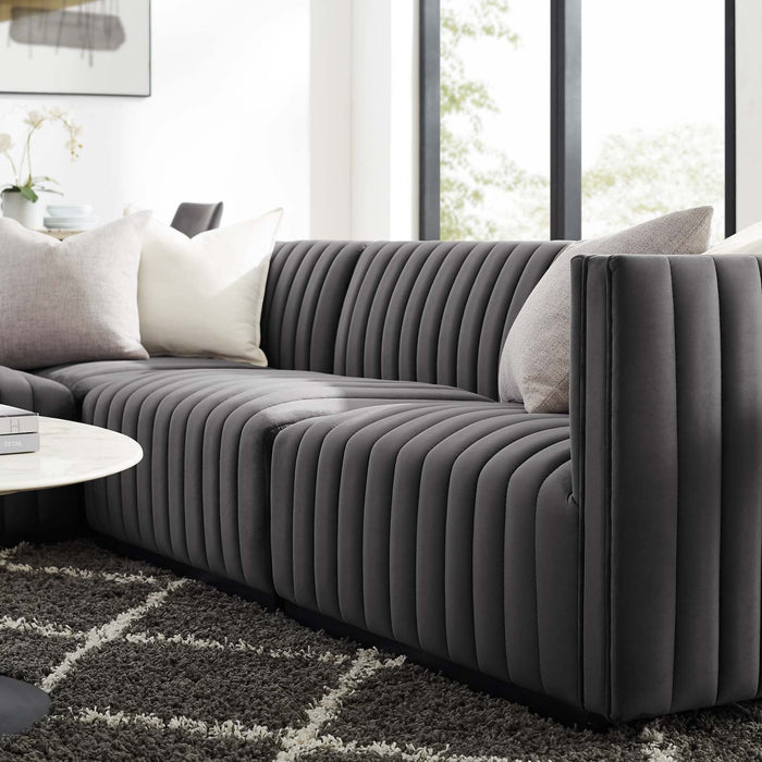 Conjure Channel Tufted Performance Velvet Sectional Sofa - Elegant Design for Modern Living Spaces