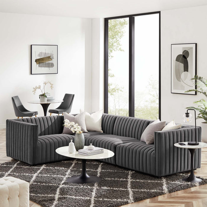 Conjure Channel Tufted Performance Velvet Sectional Sofa - Elegant Design for Modern Living Spaces