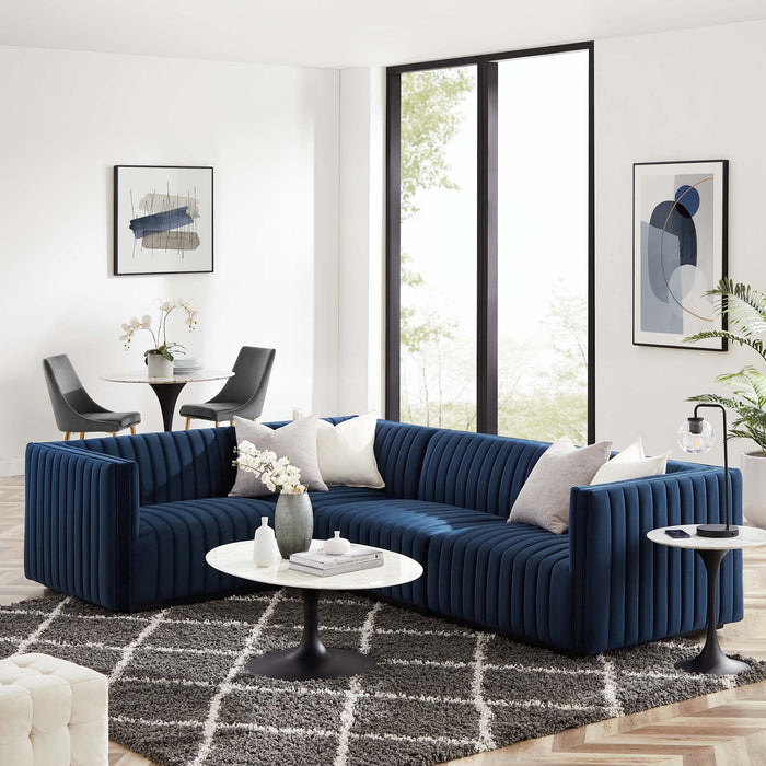 Conjure Channel Tufted Performance Velvet Sectional Sofa - Elegant Design for Modern Living Spaces