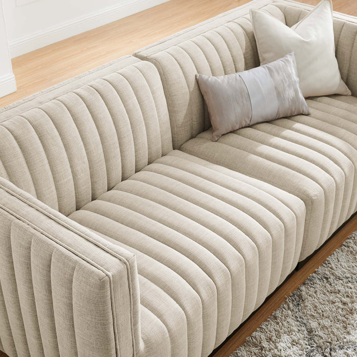 Conjure Channel Tufted Upholstered Fabric Loveseat - Modern Elegance for Your Living Room Oasis