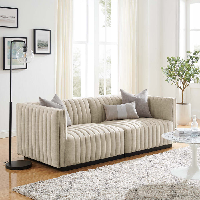 Conjure Channel Tufted Upholstered Fabric Loveseat - Modern Elegance for Your Living Room Oasis