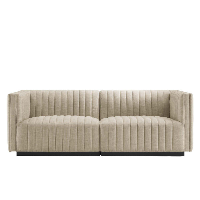 Conjure Channel Tufted Upholstered Fabric Loveseat - Modern Elegance for Your Living Room Oasis