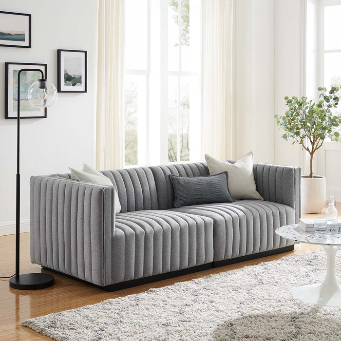 Conjure Channel Tufted Upholstered Fabric Loveseat - Modern Elegance for Your Living Room Oasis