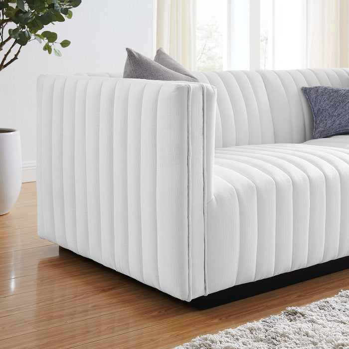 Conjure Channel Tufted Upholstered Fabric Loveseat - Modern Elegance for Your Living Room Oasis