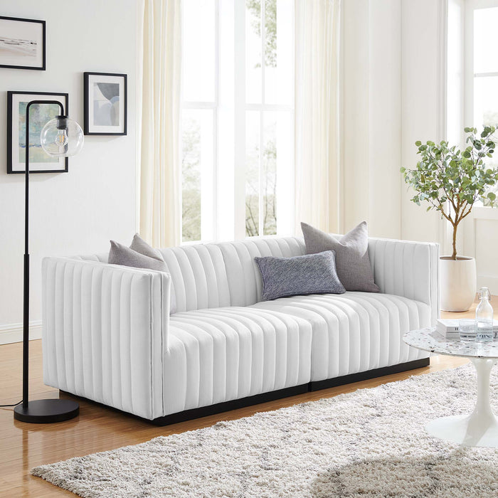 Conjure Channel Tufted Upholstered Fabric Loveseat - Modern Elegance for Your Living Room Oasis