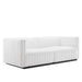 Modway Furniture Conjure Channel Tufted Upholstered Fabric Loveseat - Modern Elegance For Your Living Room Oasis White Upholstered Fabric Eei-5786-blk-whi