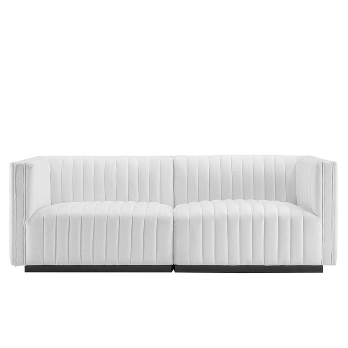 Conjure Channel Tufted Upholstered Fabric Loveseat - Modern Elegance for Your Living Room Oasis