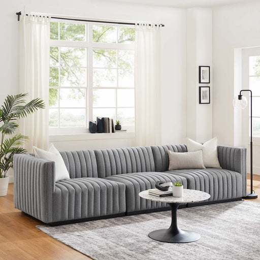 Conjure Channel Tufted Upholstered Fabric Sofa by Modway - front view